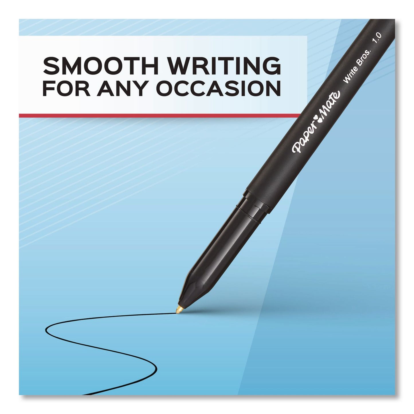 Paper Mate Write Bros. Ballpoint Pen, Stick, Medium 1 mm, Black Ink, Black Barrel, 8/Pack