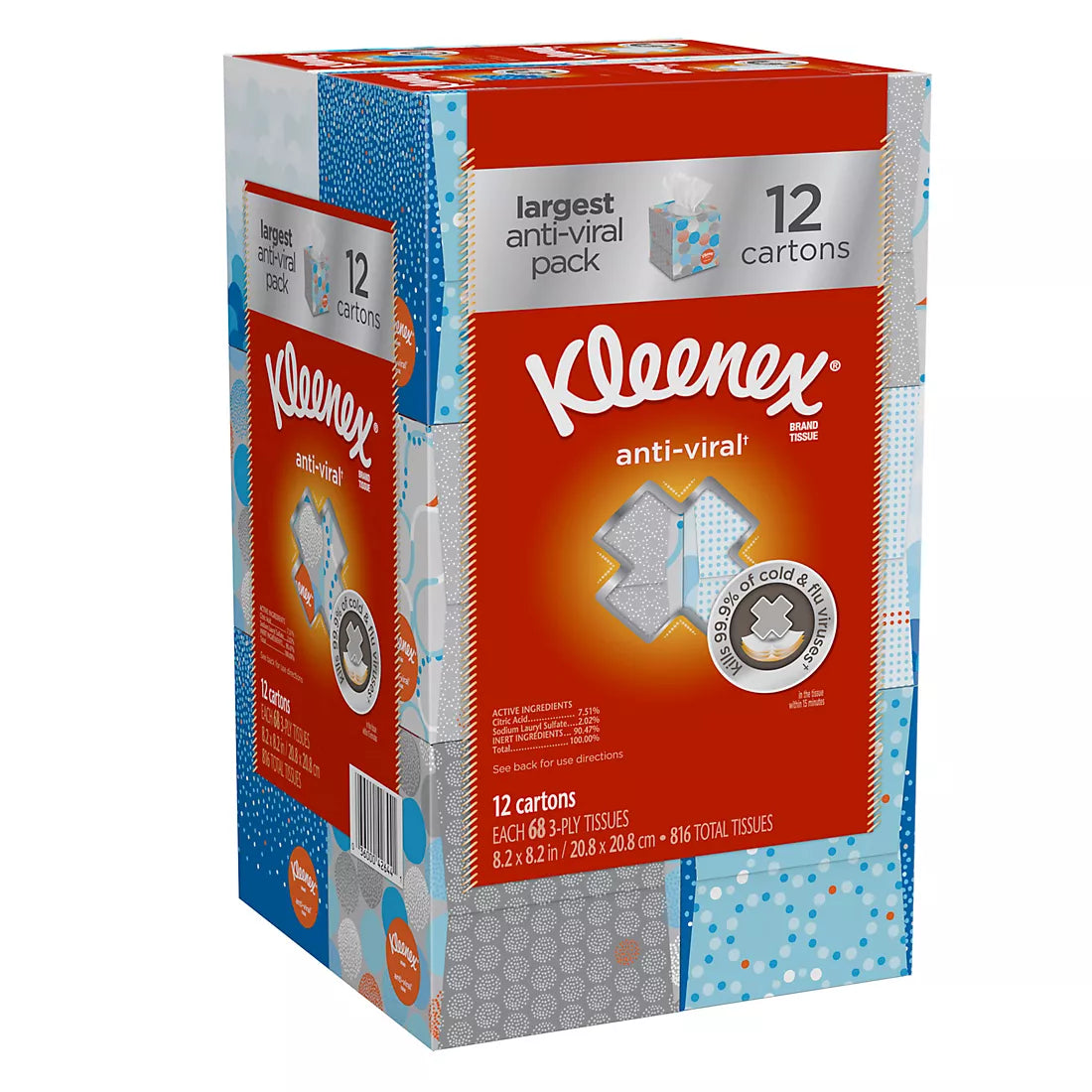 Kleenex Anti-Viral Tissues, 12 boxes