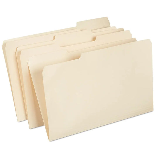 Manila 3-Tab File Folders, Legal, Assorted Position, 6/ct