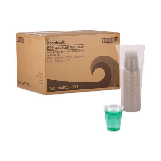 Boardwalk Translucent Plastic Cold Cups, 12 oz, 1000/Case — product photo