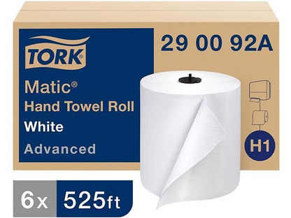 Tork USA 290092A Matic® Hand Towel Roll 7.8" W Sheet, 525' L Roll, 2-Ply, White, (6 per Carton)