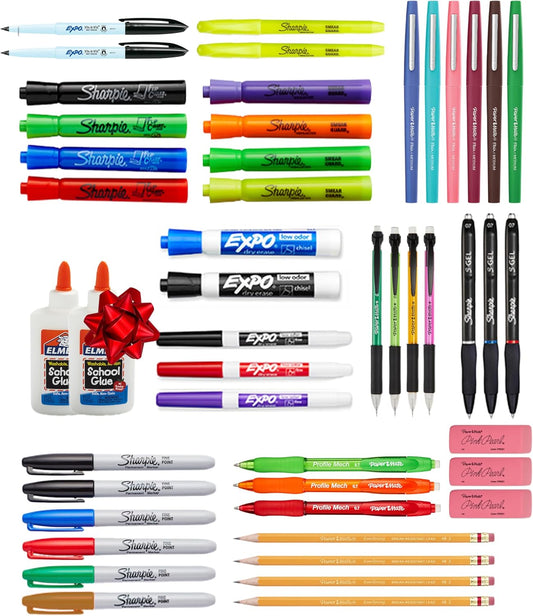 Sharpie School Supplies Variety Pack, BTS Teacher Pack, Expo, Paper Mate, Elmer’s Glue Sticks, Pourable Glue, Pencils, Dry Erase Markers, Highlighters, and More, 48 Count