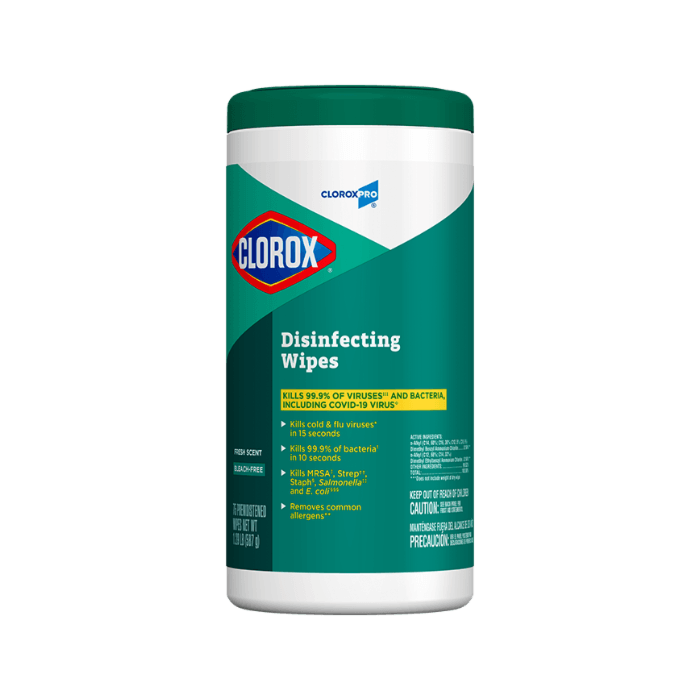CloroxPro 15949 Disinfecting Wipe White, Non-Woven, (75 per Canister, 6 Canister per Case)
