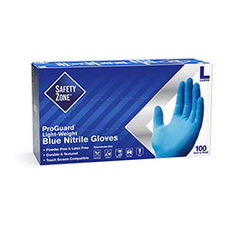 Safety Zone ProGuard™ Light Weight Blue Nitrile Exam Glove - M/L/XL