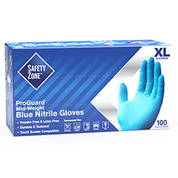 Safety Zone ProGuard™ Light Weight Blue Nitrile Exam Glove - M/L/XL