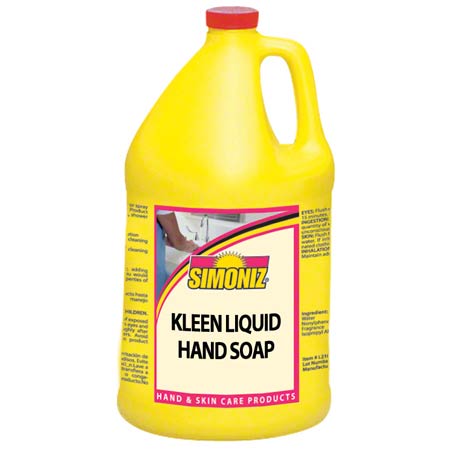 Simoniz Kleen Liquid Hand Soap 1 Gallon, Liquid, Transparent Yellow, Citrus Scent, Rich Lather Foam, Coconut Oil Based