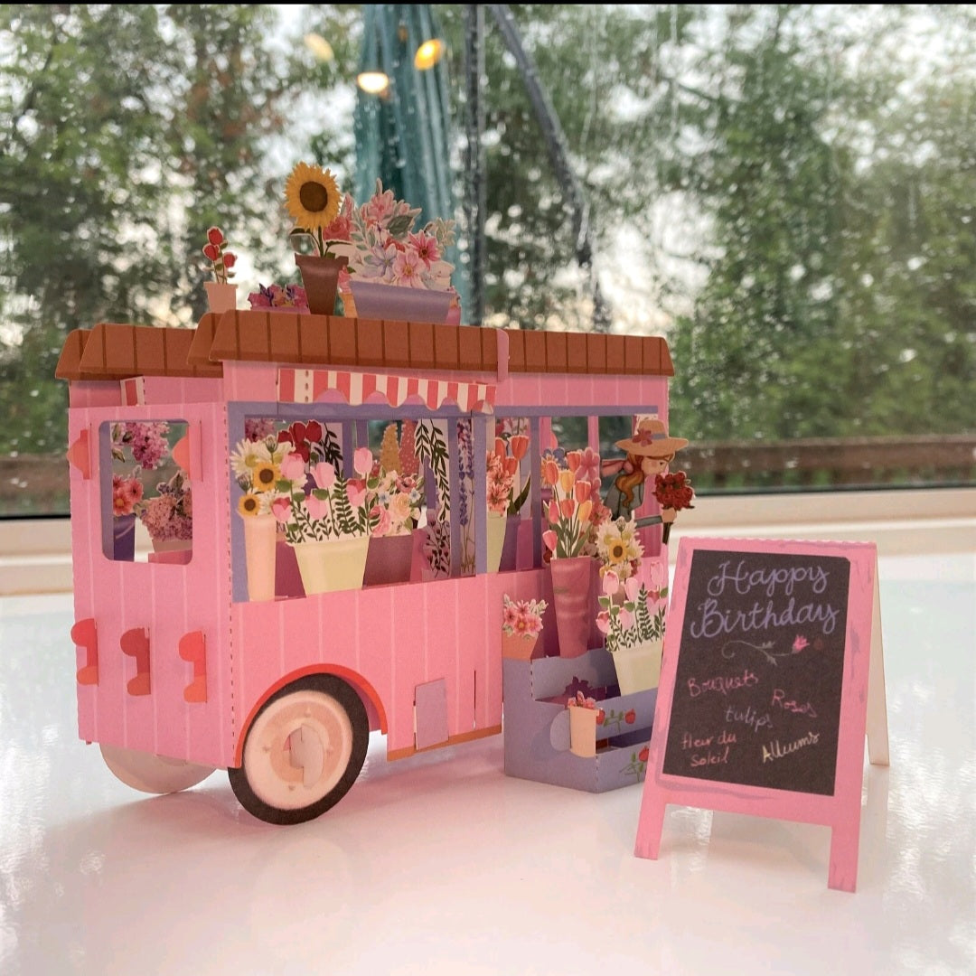 Pop up Celebration Card, Floral Truck
