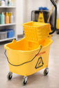 Mainely Supply Mop Bucket with Wringer, 35 QT, Yellow