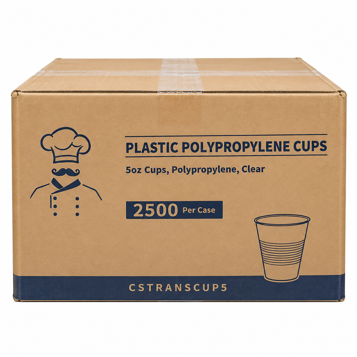 Clear polypropylene 5 oz cold cups carton, 2500 per case