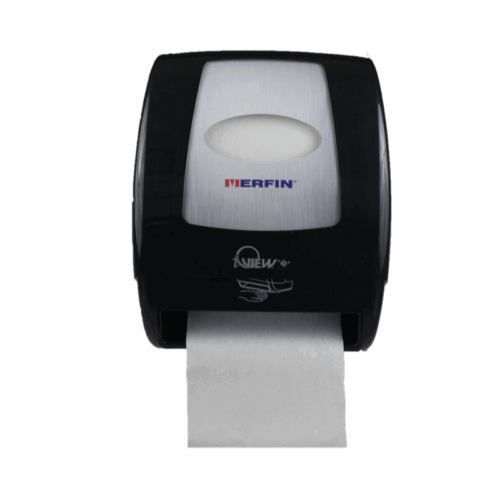 Merfin iView touchless dispenser with a customizable insert window