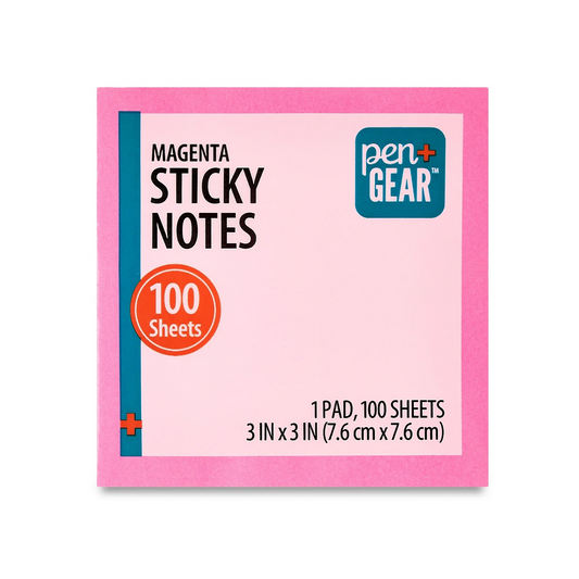 Pen & Gear Sticky Notes 3x3., 100 pack., Yellow/Magenta