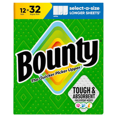 Bounty Select-a-Size, 12 Triple Rolls, 110 sheets per roll