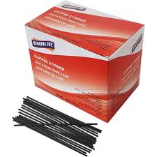 Genuine Joe Plastic Stirrers, 5.5" Length, Plastic, Polypropylene, Black, 1000 / Box