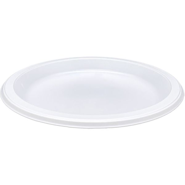 Genuine Joe 10 1/4" Plastic Plates, White, Pack Of 125
Disposable - 10.3" Diameter - Warm White - Plastic Body - 125 / Pack