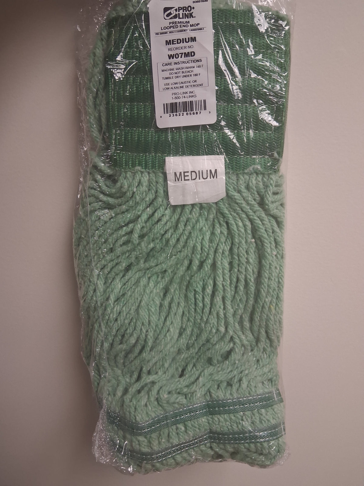Pro-Link W07MD Medium Green Premium Looped End Wet Mop