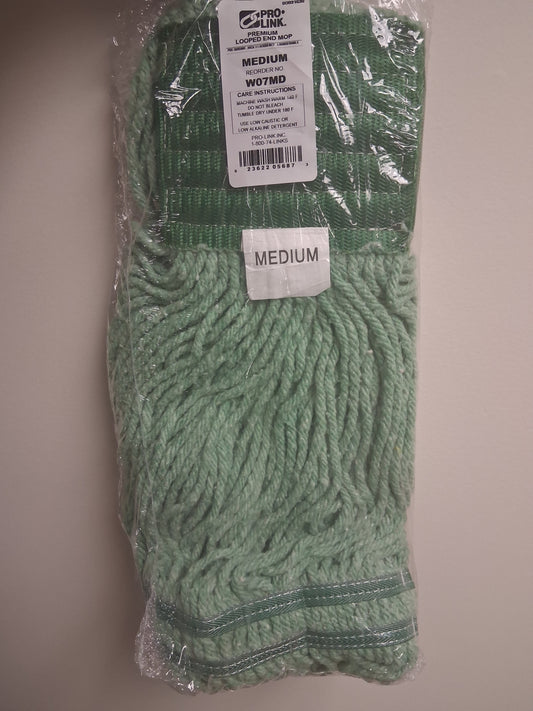 Pro-Link W07MD Medium Green Premium Looped End Wet Mop