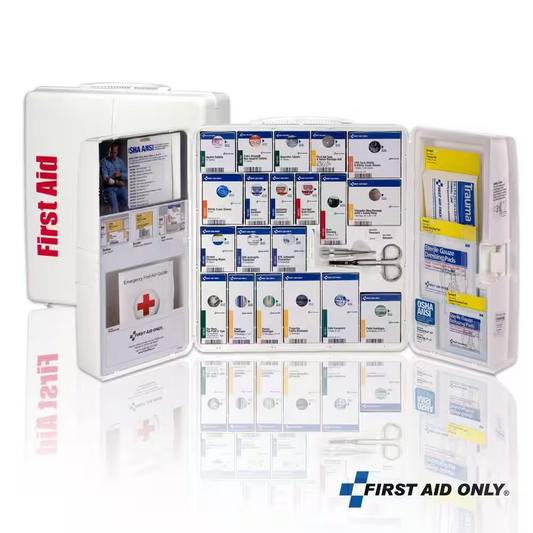 First Aid Only 1000-FAE-0103 50-Person OSHA Compliant First Aid Kit for Business, Large Plastic First Aid Cabinet with Medications, 245 Pieces